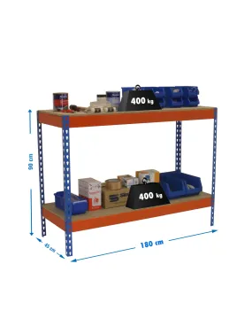 Etagère basse banc de travail SIMONWORK BASIC 2 901845-2 BLEU/ORANGE/BOIS - 900x1800x450 400Kg - SIMONRACK